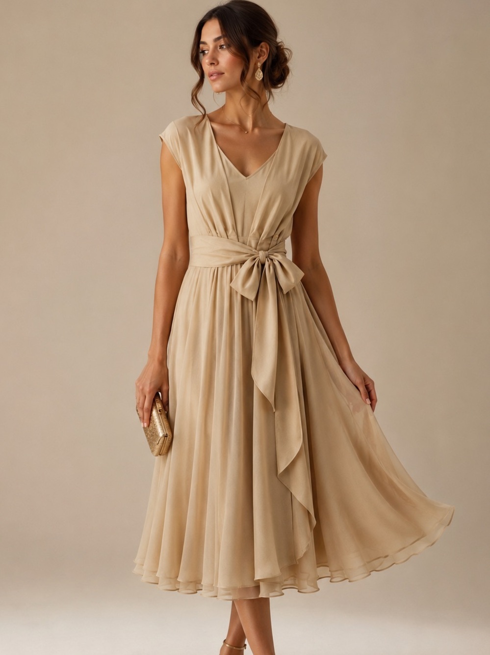 Polo Ralph Lauren Champagne Beige silk Layered Dress – Size 6
